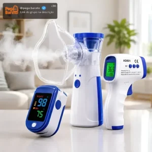 Kit Nebulizador Portátil+ Termômetro Digital+ Saturimeto O2 - Imagem 1