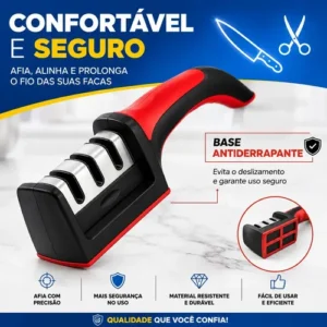 Afiador Amolador De Facas Tesouras Profissional 3 Em 1 Portátil Marca Homeroarte - Imagem 7
