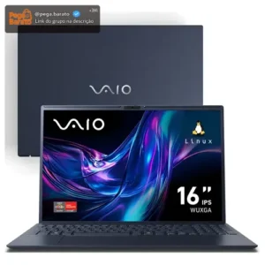Notebook Vaio Fe16 Amd Ryzen 7 5825u Linux 8gb RAM 512gb Ssd Wi-Fi 6 Tela 16" Ips Wuxga Antirreflexo - Cinza Grafite Vjfe69f11xb0321h - Permite upgrade de memória RAM e SSD - Imagem 1