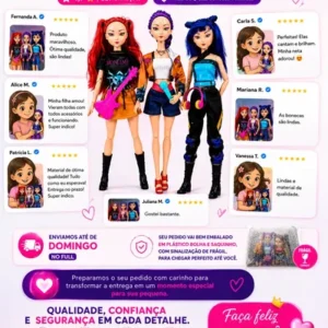 Kit 3 Bonecas Guerreiras Do K-pop Articuladas Musical Rumi - Imagem 3