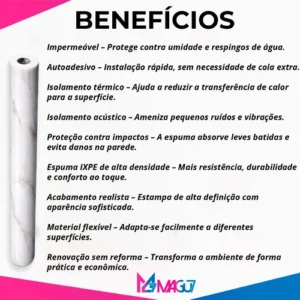 Placa Flexível Efeito Mármore Autocolante 1,20m X 3,00m - Imagem 2
