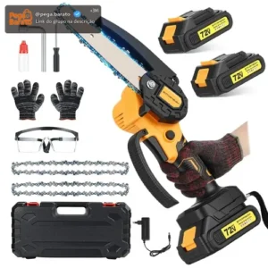 Motosserra Eletrica Portatil 6 Polegadas, 2 Baterias, 600W 3000rpm Potente Mini Moto Serra Profissional com Maleta - STARMEGA - Imagem 1