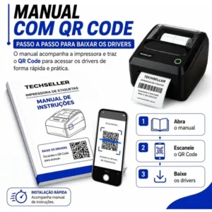 Impressora Térmica Etiquetas Ecommerce 108mm USB Bivolt 110v e 220v Monocromática Com Destacador + 15 Etiquetas de Brinde Techseller - Imagem 6
