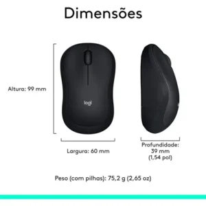 Mouse M185 Sem Fio A Pilha Usb Mini Receiver Preto Logitech Preto - Imagem 8