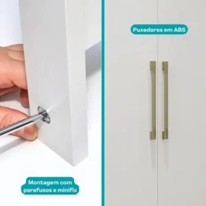 Guarda Roupa Casal 6 Portas 2 Gavetas Porto Branco Móveis Carraro - Imagem 10