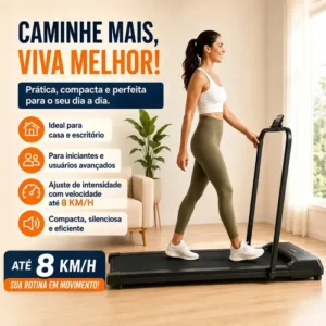 Esteira Ergométrica Elétrica Dobrável Com Painel LCD Controle Remoto Para Caminhada Casa Academia Preta 127 Bivolt - Imagem 4