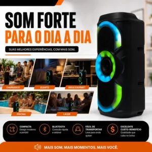 Caixa De Som Bluetooth Potente 50w Rgb Tws Usb Fm Portátil - Imagem 11