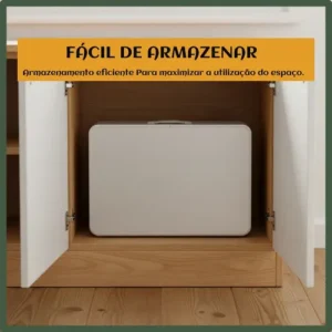 Mesa Dobrável Vira Maleta Alumínio Com Alça Portátil 90x60cm Para Camping Pesca Jardim Área Externa Ou Interna Salão De Festas Gourmet Cor Branco - Imagem 11