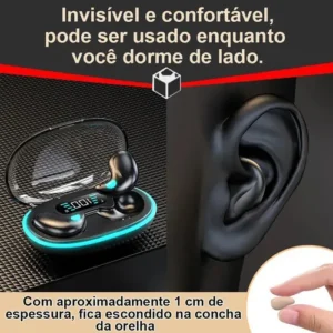 Jiditech Fones de Ouvido Invisible Fones de Ouvido Sem Fio Invisíveis para Dormir Bluetooth 5.3 Ultra Slim X55 de Baixo Consumo de Energia, Carregamento Rápido, Som Estéreo HiFi, Ideais para Dormir - Imagem 9