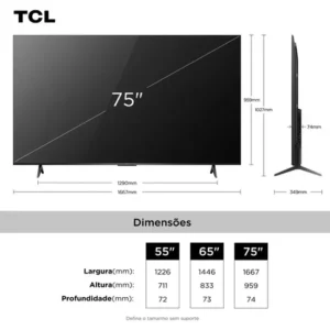 TCL, Smart TV 75" T6C, 4K QLED, Tela HVA, HDR10+ e Google TV - Imagem 4
