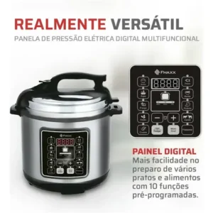 Panela De Pressão Elétrica Digital 6l, Fmaxx, Inox 1000w Cinza 60hz - Imagem 4