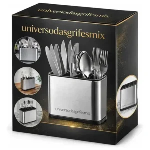 Porta-Talheres de Aço Inox com 4 Divisórias para Utensilios de Cozinha - Imagem 11