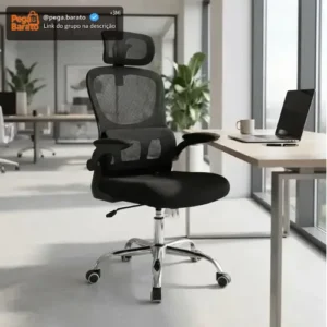 Cadeira Escritório Ergonômica Atlanta Preta Suporte Lombar - Imagem 1