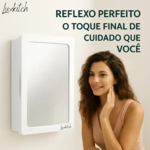 Armário Parede Banheiro Com Espelho Armarinho Compartimento Luxkitch - Imagem 4