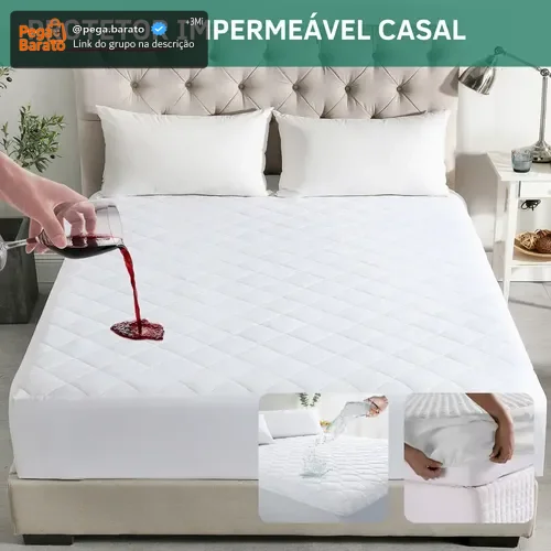 Protetor De Colchão Impermeável Casal Matelado Antialérgico Antiácaro Resistente A Líquidos Toque Macio Branco