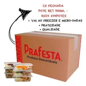 144un Pote Descartável 500ml Freezer Microondas Marmita Cristal - Imagem 11