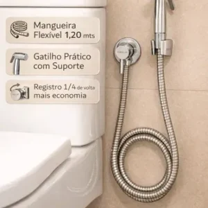 Ducha Higiênica Chuveirinho de Banheiro 1.20m Bidê Forte Lar 1/4 Volta - Imagem 11