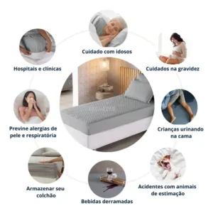 Capa Colchão Impermeável Protetor Matelado Solteiro Antialérgico Antixixi Macio Silencioso E Não Esquenta Cinza - Imagem 4