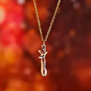 Colar Pingente Abraço Banhado Ouro 18k Caixa Presente Veludo - Imagem 6