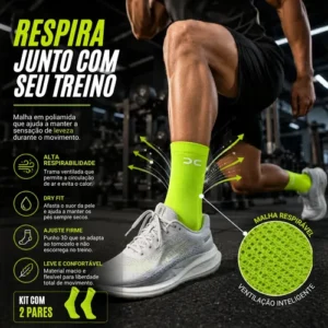 Kit 2 Par Meia Esporte Fitness Corrida Ciclismo Academia Gym - Imagem 3