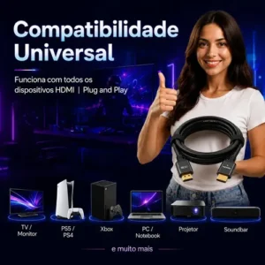 Cabo HDMI 8K 2.1 Blackone 2m Compatível PS5 Xbox 48Gbps Conector Ouro - Imagem 9
