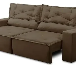 Sofá Retrátil Reclinável Com Molas 1,50m Livia Suede Marrom - Imagem 4