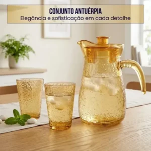 Conjunto Jarra e 6 Copos Âmbar 7 Peças Vidro Acrílico 900ml - Imagem 3