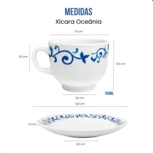 Conjunto 12 Peças 6 Xícaras 150ml E 6 Pires Para Café E Chá - Imagem 5