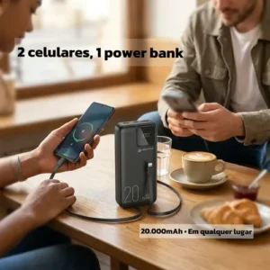 Power Bank 20000mah Turbo 22.5w Cabo Embutido Portátil - Imagem 4
