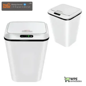 Lixeira Inteligente Automática 16l Branca Sensor Infravermelho Recarregável Usb Alcance Até 30cm Para Escritório Branco - Imagem 1