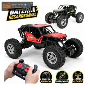 Carrinho Controle Remoto Jipe Carro Grande Off Road Com Bateria Recarregável Amortecedores Big Foot Estilo 4x4 Atacarejo Kids - Imagem 1