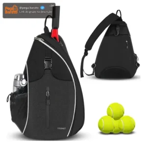 Mochila Raqueteira Beach Tennis, Bolsa De Tênis Transversal Para Raquete, Bolsa De Padel Grande Com Compartimento Separado, Antirroubo E Impermeável, Versátil Para Tênis, Badminton, Ytonet 1340 Preto - Imagem 1