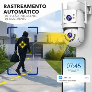Câmera de Segurança IP 4k UHD , Wi-Fi 2.4G/5G Dual Band, Dupla Lentes 2 Em 1 Vigilancia, com Sirene, Visão Noturna Colorida, Controle por App, IP66 Prova D'água, Cor Branca-Jooan - Imagem 7