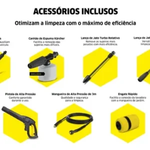 Lavadora De Alta Pressão Kärcher K2 Plus Car 1740psi 1400w Canhão de Espuma Kärcher Lança de Jato Turbo Rotativo 127v - Imagem 12