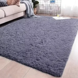Tapete Decorativo Felpudo 2,00x1,50 Sala Quarto Escritório Cor Cinza Liso Pelo Alto Casa Laura Enxovais - Imagem 5