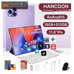 Tablet Hancdon Tab Android 15 Kit Completo com Caneta e Teclado 11.6" HD, 16GB RAM e 512GB - Imagem 1