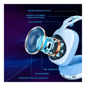 Headset Gamer Onikuma B2 Fone Tipo G435 Bt-5.3 Ps5 Ps4 Pc Cor Branco - Imagem 9