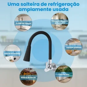 Torneira Cozinha Gourmet Parede - Preta/flexivel/duplo Jato - Imagem 3