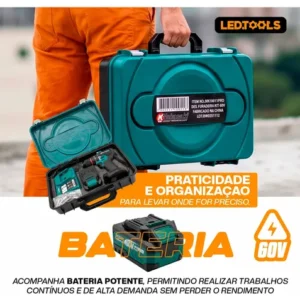 Furadeira Parafusadeira Impacto 60v A Baterias E Maleta - Imagem 5