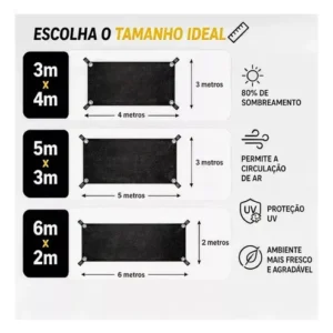 Tela Sombrite 90% Alças Reforçadas Toldo Garagem Piscinas - Imagem 6