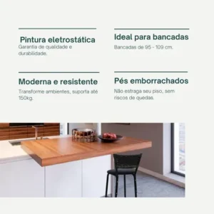 Cadeiras Para Bancada Alta Americano Bistrô Bar 2u Exclusiva - Imagem 6