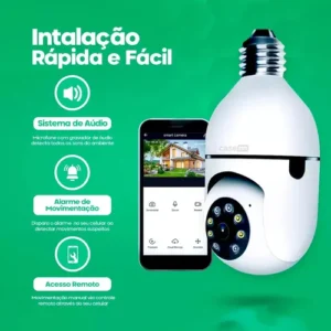 Kit 2 Câmeras Lampada De Segurança Ip Wifi Com Visão Noturna Interna Externa App Yoosee Espiã 360º Cor Branco - Imagem 3