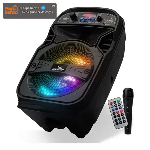 Caixa de Som Bluetooth Grasep D-BH6101 2.1 Canais Preto Com Rádio e LED