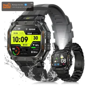 Smartwatch Relógio Inteligente Gps Chamadas Bluetooth Novante Masculino Feminino Moda Esportivo Digital Preto Ipx8 Água Tela Hd 1.83 480mah Android Ios Notificações Instantâneas Com Lanterna Bússola - Imagem 1