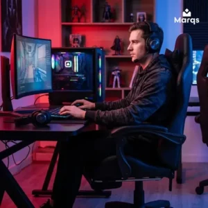 Cadeira De Escritorio Gamer Ergonômica Dunamis Preta Marqs Home Reclinável 180kg Resistente Giratória Confortavel Computador - Imagem 9