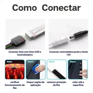 Fita Led Rgb 5m 5050 Colorida Decoração + Fonte + Controle - Imagem 8