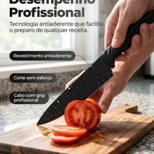 Kit Jogo De Facas 7 Peças Cozinha Aço Inox Corte Afiado Amolador Churrasco Sólar - Imagem 8