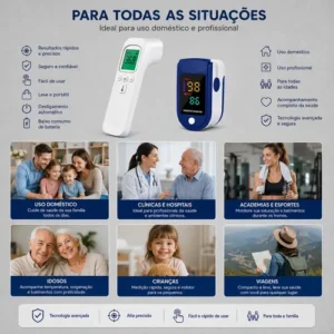 Kit Saude Termometro Infravermelho Testa + Oximetro De Dedo - Imagem 4