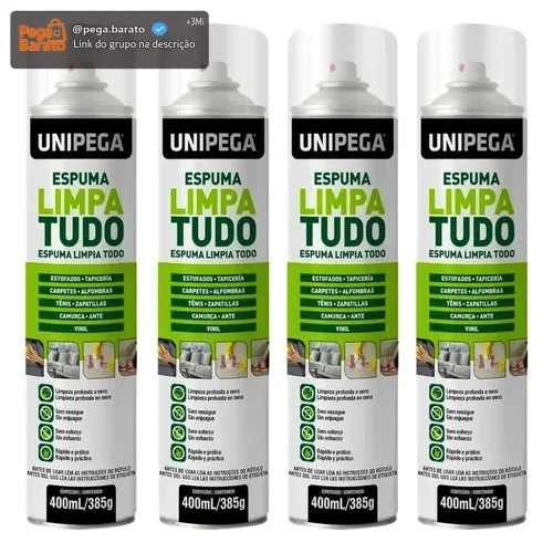 Kit 4 Espuma Limpa Tudo 400ml Couro Sofa Tenis Tapete Bolsa