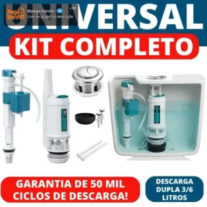 Kit Descarga Caixa Acoplada Reparo Completo Duplo Botão Mecanismo Universal Tipo Para Bacia Vaso Sanitário Louça Privada 3/6 Litros Superior Banheiro Casa Residencial Comercial Vmd Homecenter - Imagem 1